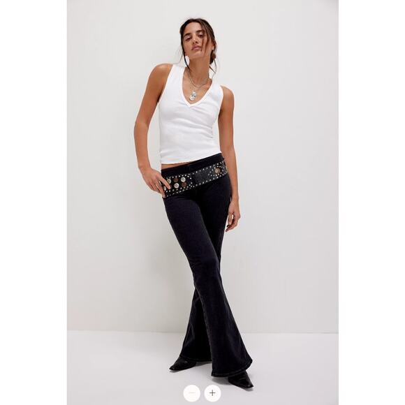We The Free People Jean Women 28 Penny Pull On Flare Corduroy Stretch Boho Retro - Picture 1 of 16